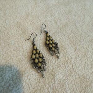 Elegant Silver and Cream Dangle Earrings